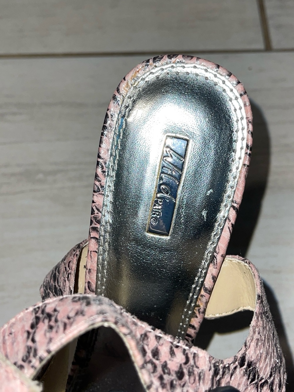 Pink Snake-Print Beaded Platform Pleaser Sandals - Picture 6 of 7